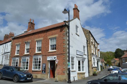 The Corner Cafe is a fine building in the market town of Kirkbymoorside, North Yorkshire, England