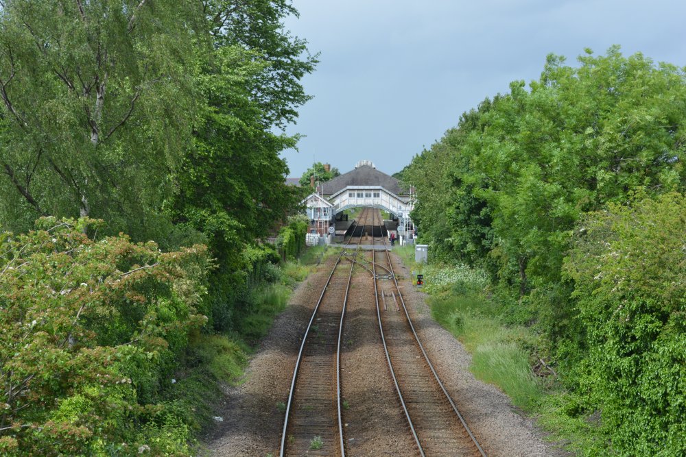 Looking north to Beverley station on the Hull to Scarborough line.