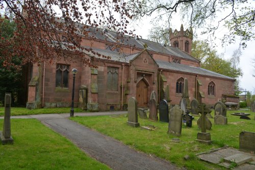 red sandstone C of E Parish Church of St Anne's, Rainhill, Prescot, Merseyside - I admit to pinching apples from the Vicarage garden!
