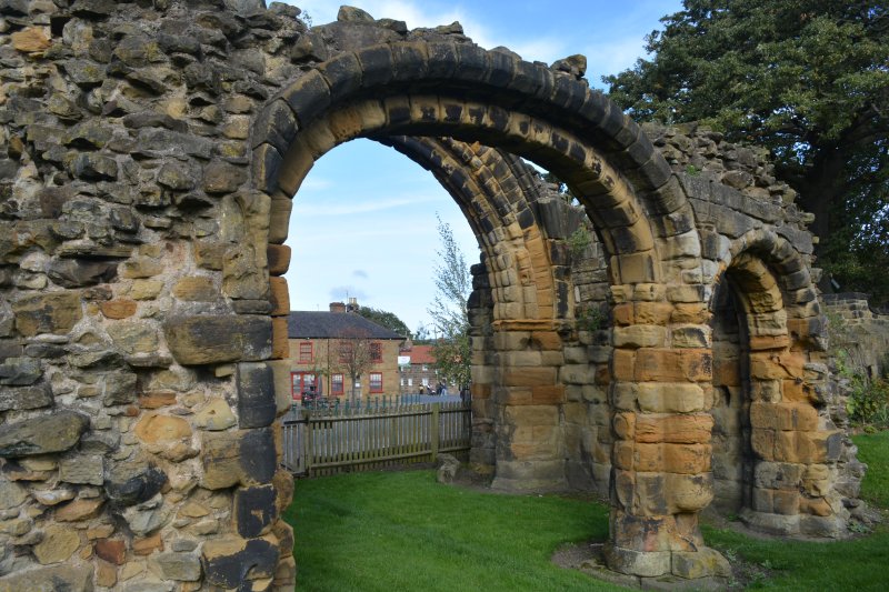 Double archway entrance Guiborough Priory Gisborough, Cleveland, north-east England English Heritage