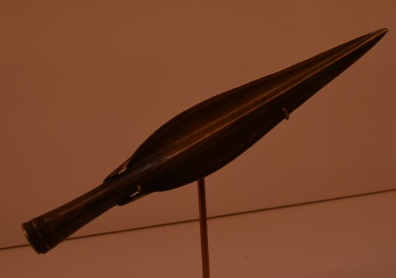 The fine bronze age spear head in the Dales Countryside Museum, Hawes