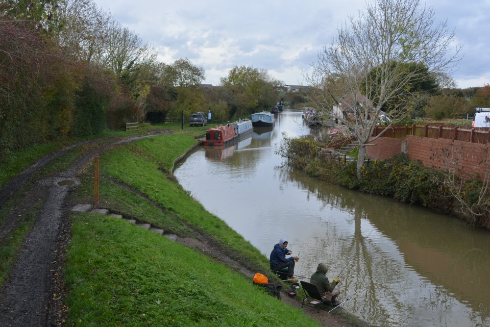 The Grand Union canal and wharf at Kilby Bridge, Wigston, the wharf and buildings on the far right. were constructed around 1800 good fishing spot ?.