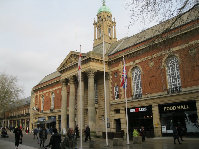 The Peterborough Town Hall in the main shopping street
