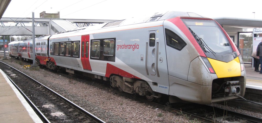 Class 755 unit 755337 (755 337) with a GreaterAnglia service from Peterborough to Ipswich