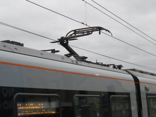 The EMU Class 755 pantograph 25 kV 50 Hz AC overhead power supply