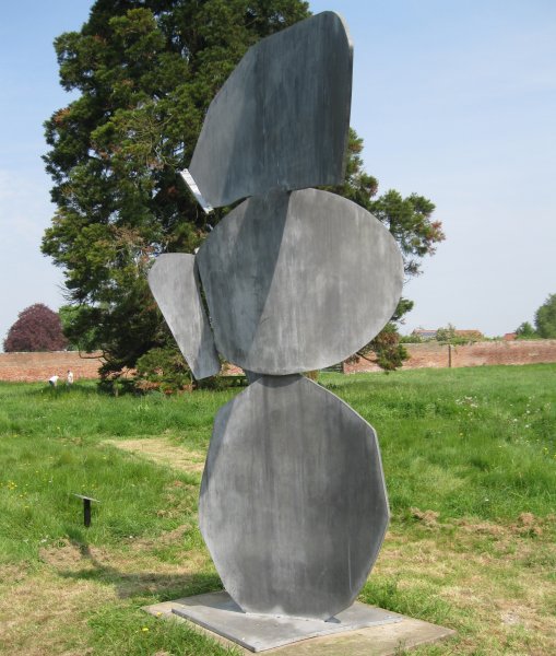 Michael Lyons (1943-2019), Hornblower, 1992, Painted Steel Thirsk Hall Sculpture Garden, North Yorkshire, England