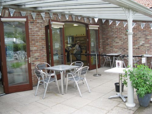 The cafe in Breezy Knees Gardens, near York, North Yorkshire