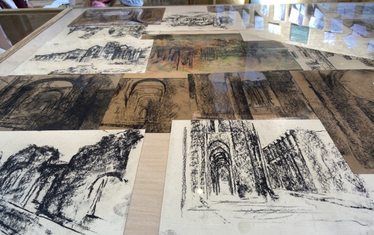 A landcscape painter's prespective Peter Hicks artist exhibition Fountains Abeey old mill 