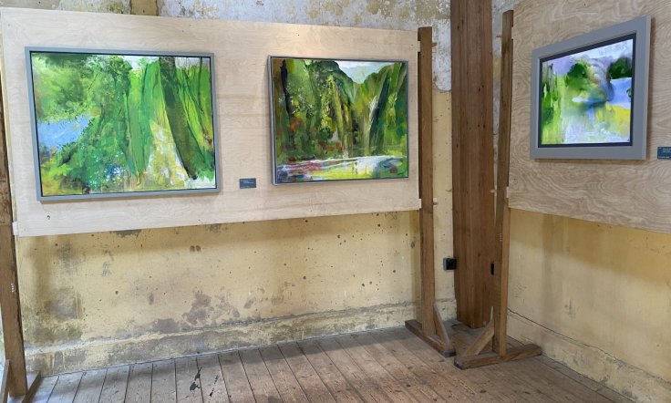 A landcscape painter's prespective Peter Hicks artist exhibition Fountains Abeey old mill 