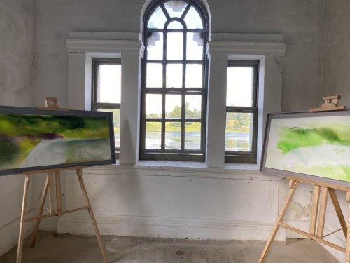 A landcscape painter's prespective Peter Hicks artist exhibition Fountains Abeey old mill 