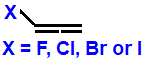 skeletal formula of 1-fluoropropa-1,2-diene, 1-chloropropa-1,2-diene, 1-bromopropa-1,2-diene, 1-iodopropa-1,2-diene