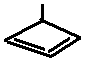 structural skeletal formula of 4-methylcyclobuta-1,2-diene, 4-methyl-1,2-cyclobutadiene isomer of molecular formula C5H6