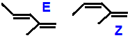 structural skeletal formula (E)-2-methylpenta-1,4-diene, (Z)-2-methylpenta-1,4-diene, (E)-2-methyl-1,3-pentadiene, (Z)-2-methyl-1,3-pentadiene