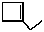 1-ethylcyclopentene, 1-ethylcyclopent-1-ene skeletal formula isomer of C6H10
