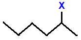 skeletal formula of 2-fluorohexane, 2-chlorohexane, 2-bromohexane, 2-iodohexane isomers of C6H13Cl C6H13Br C6H13I C6H13F