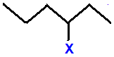 skeletal formula of 3-fluorohexane, 3-chlorohexane, 3-bromohexane, 3-iodohexane isomers of C6H13Cl C6H13Br C6H13I C6H13F