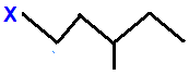 skeletal formula of 1-fluoro-3-methylpentane, 1-chloro-3-methylpentane, 1-bromo-3-methylpentane, 1-iodo-3-methylpentane isomers of C6H13Cl C6H13Br C6H13I C6H13F