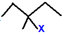 skeletal formula of 3-fluoro-3-methylpentane, 3-chloro-3-methylpentane, 3-bromo-3-methylpentane, 3-iodo-3-methylpentane isomers of C6H13Cl C6H13Br C6H13I C6H13F