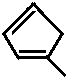 constitutional structural skeletal formula of 1-methylcyclopenta-1,3-diene 1-methyl-1,3-cyclopentadiene isomer of molecular formula C6H8