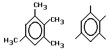 1,2,3,5-tetramethylbenzene condensed structural formula skeletal formula isomer of C10H14