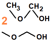 CH3OCH2OH, methoxymethanol structural formula, skeletal formula, structural isomer of molecular formula C2H6O2, abbreviated formula