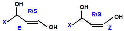 structural skeletal formula 3-fluoroprop-1-ene-1,3-diol, 3-chloroprop-1-ene-1,3-diol, 3-bromoprop-1-ene-1,3-diol, 3-iodoprop-1-ene-1,3-diol E/Z isomers R/S isomers
