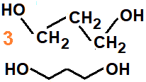 HOCH2CH2CH2OH, propane-1,3-diol, 1,3-propanediol structural formula, skeletal formula, structural isomer of molecular formula C3H8O2, abbreviated formula