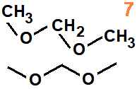 CH3OCH2OCH3, dimethoxymethane structural formula, skeletal formula, structural isomer of molecular formula C3H8O2, abbreviated formula