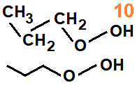 CH3CH2CH2OOH, propyl hydroperoxide structural formula, skeletal formula, structural isomer of molecular formula C3H8O2, abbreviated formula