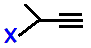 3-fluorobut-1-yne,  3-chlorobut-1-yne,  3-bromobut-1-yne, 3-iododbut-1-yne skeletal formula constitutional structural formula