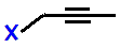 4-fluorobut-2-yne,  4-chlorobut-2-yne,  4-bromobut-2-yne, 4-iododbut-2-yne skeletal formula constitutional structural formula