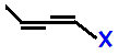 1-fluorobuta-1,2-diene,  1-chlorobuta-1,2-diene,  1-bromobuta-1,2-diene,  1-iodobuta-1,2-diene skeletal formula constitutional structural formula