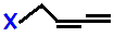 4-fluorobuta-1,2-diene,  4-chlorobuta-1,2-diene,  4-bromobuta-1,2-diene,  4-iodobuta-1,2-diene skeletal formula constitutional structural formula