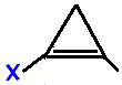 1-fluoro-2-methylcyclpropene,  1-chloro-2-methylcyclopropene,  1-bromo-2-methylcycloprpene,  1-iodo-2-methylcyclopropene skeletal formula constitutional structural formula
