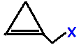 1-(fluoromethyl)cyclopropene,  1-(chloromethyl)cyclopropene,  1-(bromomethyl)cycloprpene,  1-(iodomethyl)cyclopropene skeletal formula constitutional structural formula