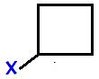 fluorocyclobutane,  chlorocyclobutane, bromocyclobutane,  iodocyclobutane skeletal formula constitutional structural formula