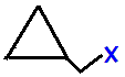 (fluoromethyl)cyclopropane,  (chloromethyl)cyclopropane,  (bromomethyl)cyclopropane,  (iodomethyl)cyclopropane skeletal formula constitutional structural formula