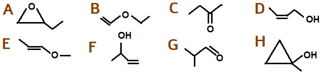 practice exam questions on the isomers of C4H8O