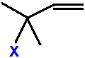 3-fluoro-3-methylbut-1-ene,  3-chloro-3-methylbut-1-ene,  3-bromo-3-methylbut-1-ene,  3-iodo-3-methylbut-1-ene skeletal formula constitutional structural formuka molecular formula