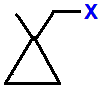 1-(fluoromethyl)-1-methylcyclopropane,  1-(chloromethyl)-1-methylcyclopropane,  1-(bromomethyl)-1-methylcyclopropane,  1-(iodomethyl)-1-methylcyclopropane skeletal formula constitutional structural formuka molecular formula