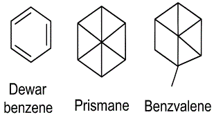 Dewar benzene (triene), prismane and benzvalene, constitutional isomers of molecular formula C6H6