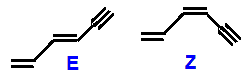 hexa-1,3-diene-5-yne, 1,3-hexadiene-5-yne E/Z geometrical isomers skeletal formula constitutional isomer of C6H6