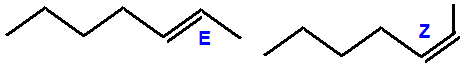 (Z)-hept-2-ene, (Z)-2-heptene (E)-hept-2-ene. (E)-2-heptene structural skeletal formula isomer of C7H14