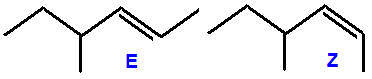 (Z)-4-methylhex-2-ene, (Z)-4-methyl-2-hexene (E)-4-methylhex-2-ene, (E)-4-methyl-2-hexene structural skeletal formula isomer of C7H14
