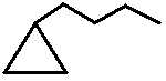 butylcyclopropane, 1-cyclopropylbutane structural skeletal formula isomer of C7H14